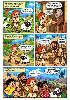 Página de quadrinho de Davi e Golias